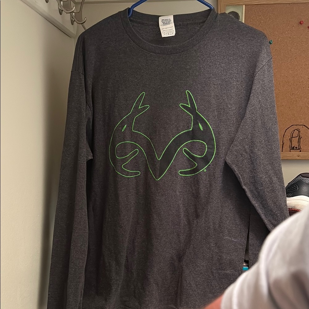 Green and Gray Long Sleeve Tee with Tribal Design